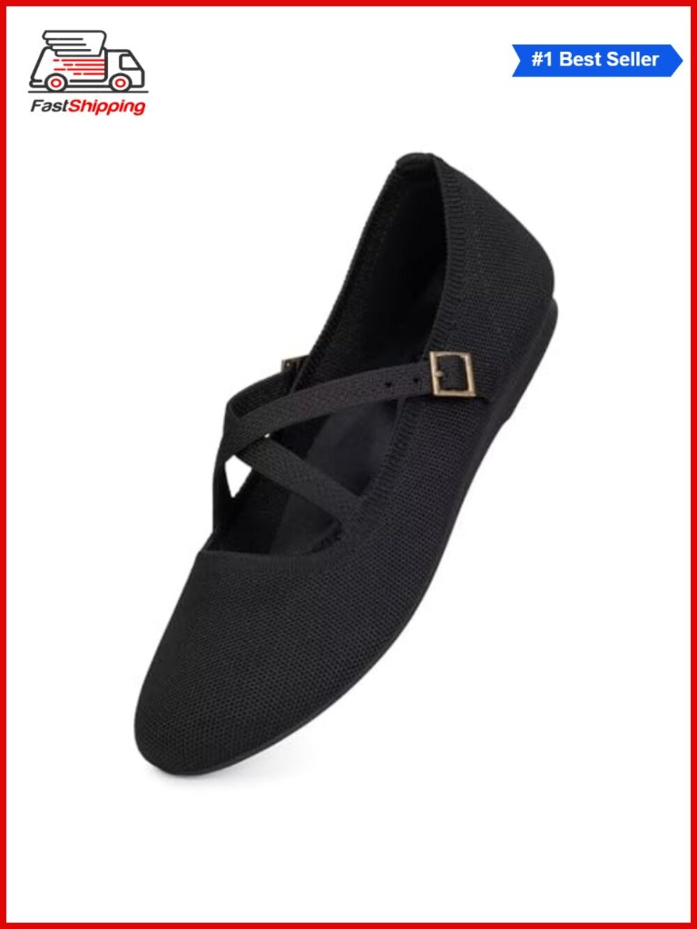 Women's Mary Jane Flats Knit Ballet Criss Cross Ankle Strap Shoes
